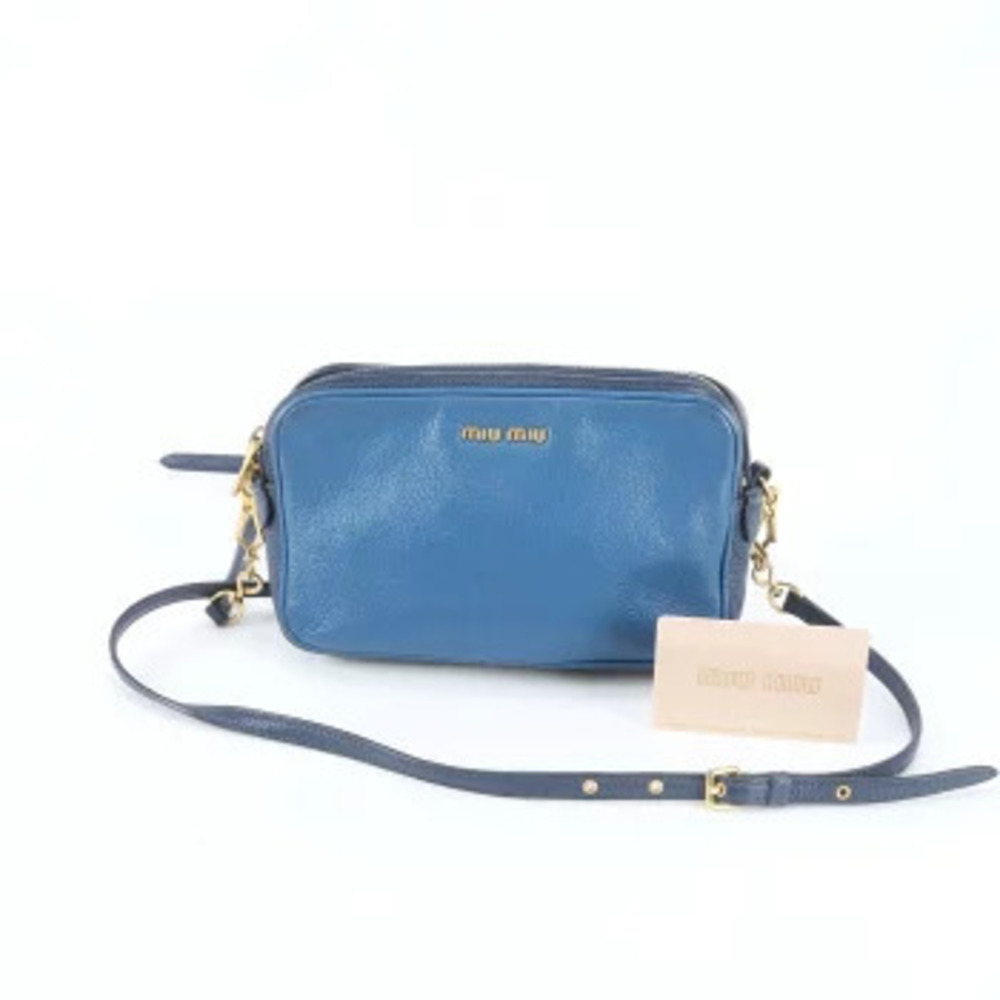 Miu Miu Card Leather Crossbody Bag Blue White
